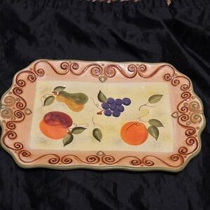 Handcrafted Ceramic Fruit Motif Serving Tray